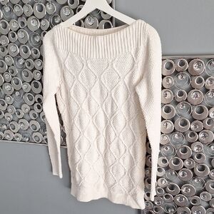 LOFT Cream Cable Knit Sweater